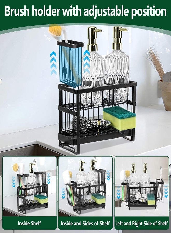 Essovee Sponge Holder for Kitchen Sink Organizer Caddy, 2 Tier Dish Brush Scrubber Holder, Stainless Steel Sink Box Utensil Holder, Rustproof Stainless Steel Dish Soap Storage Rack Set for Accessories - Image 5